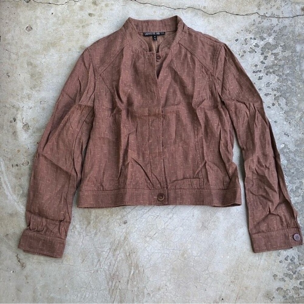 Lafayette 148 New York Cropped Linen Jacket Blazer Light Brown Neutral 8 - Picture 3 of 6